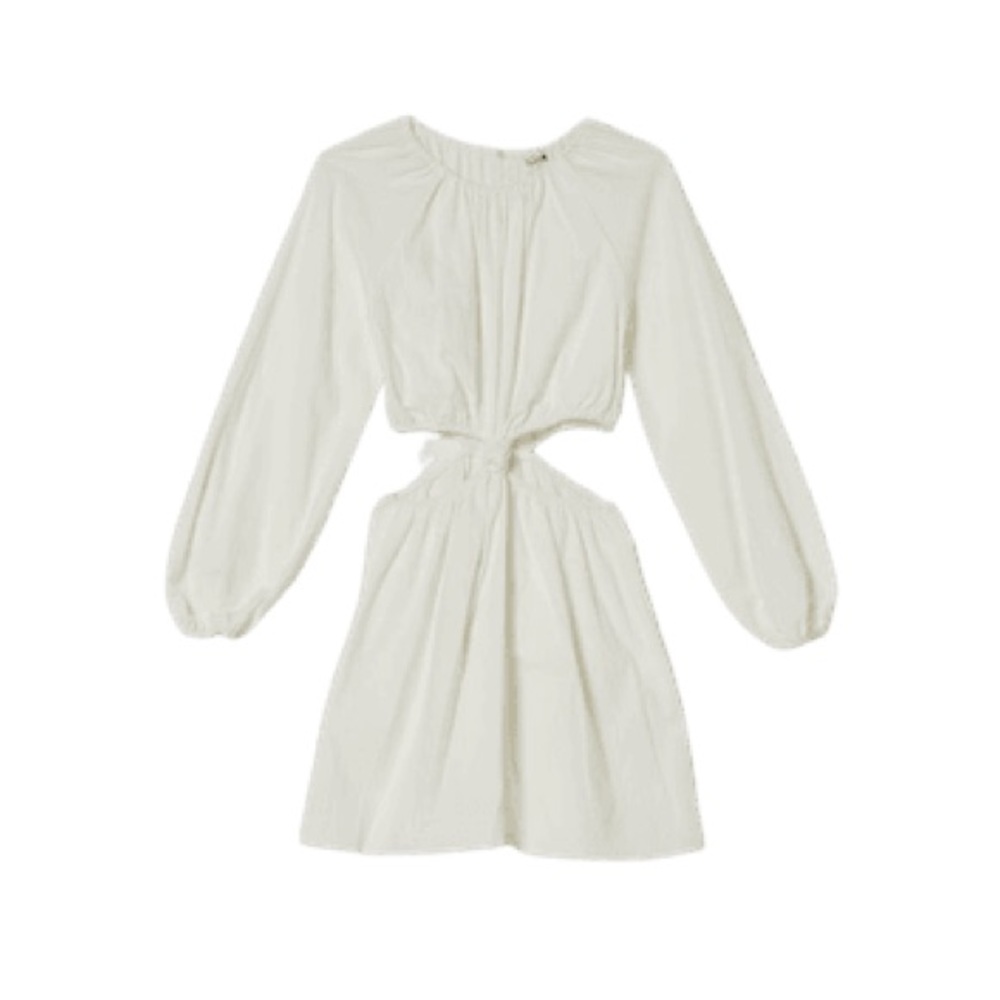 BNWT White Rustic Long Sleeve Mini Dress with Cut Out